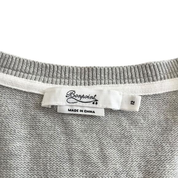 Bonpoint Boys Gray White Colorblock Cotton Cardigan Sweater Size 12 - Picture 3 of 7